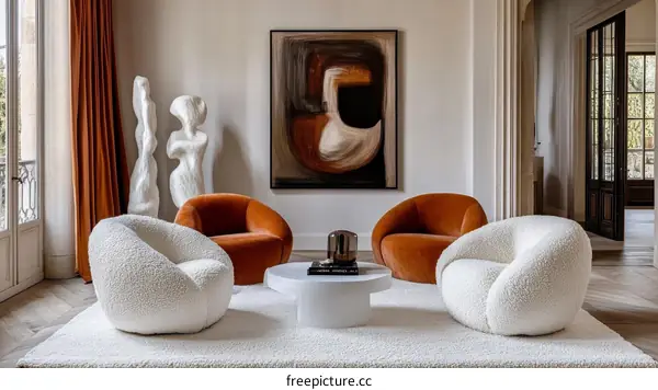 Modern Interior Living Room Design with Abstract Art
