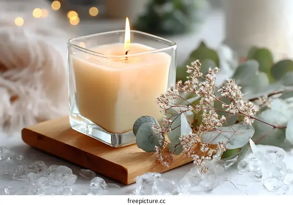 Scented Candle with Eucalyptus and Crystals