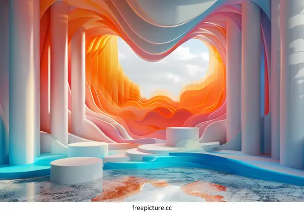 Colorful Abstract Architectural Interior Scene