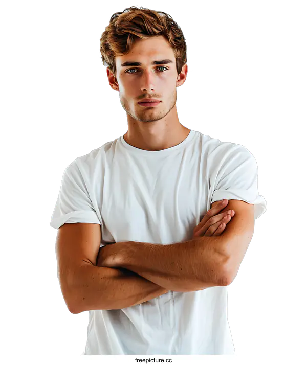 [Transparent Background PNG]Portrait of a handsome young man with crossed arms