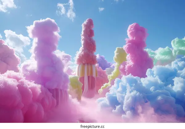 Colorful cotton candy cloudscape with a hint of surrealism