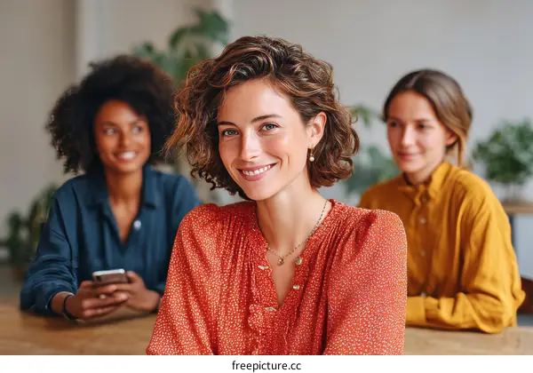 Three Diverse Women Smiling Together