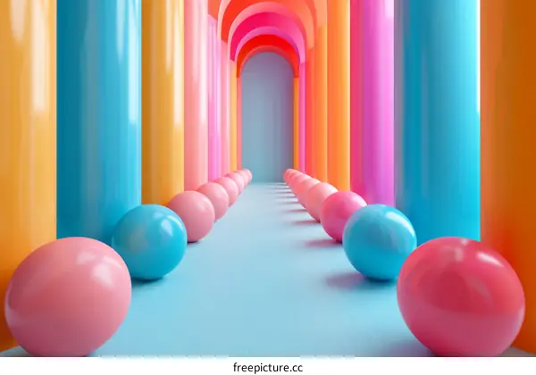 Colorful Geometric Abstract Column Corridor