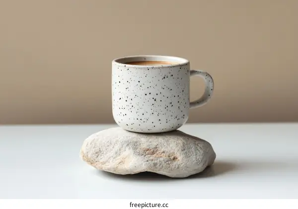 Simple White Coffee Mug on a Stone