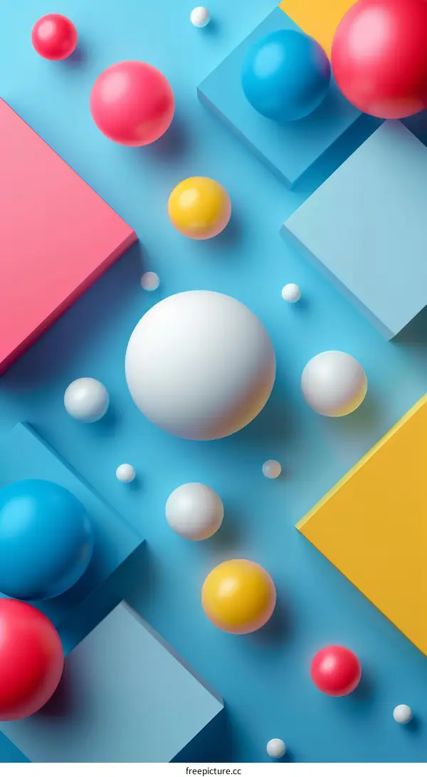 3D rendering of colorful balls and squares