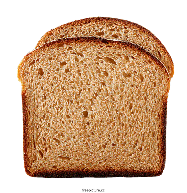 [Transparent Background PNG]Closeup of Two Slices of Crusty Bread