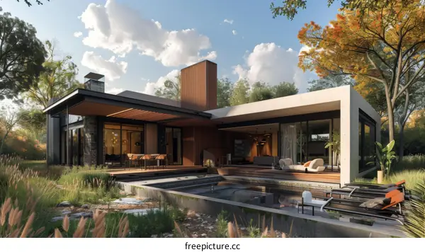 Modern House with Pool and Garden Design