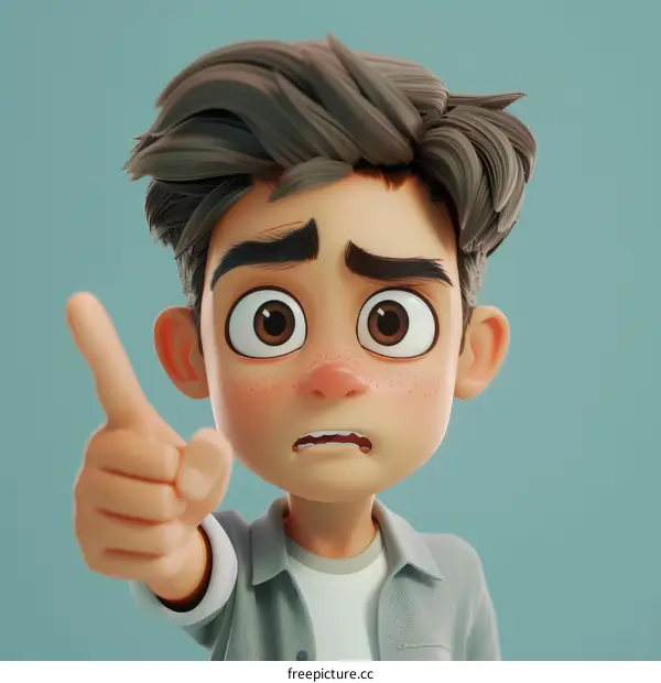 Cartoon boy pointing at the viewer