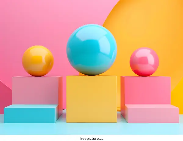 Colorful Abstract 3D Rendering With Spheres