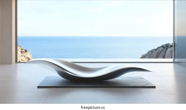 Modern Abstract Coastal Lounge Chair