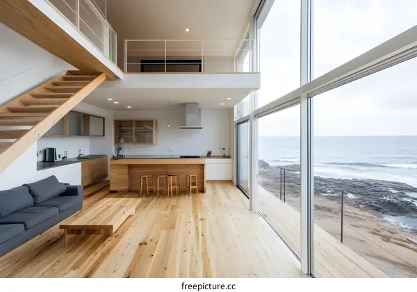 Modern Minimalist House With Ocean View And Large Windows