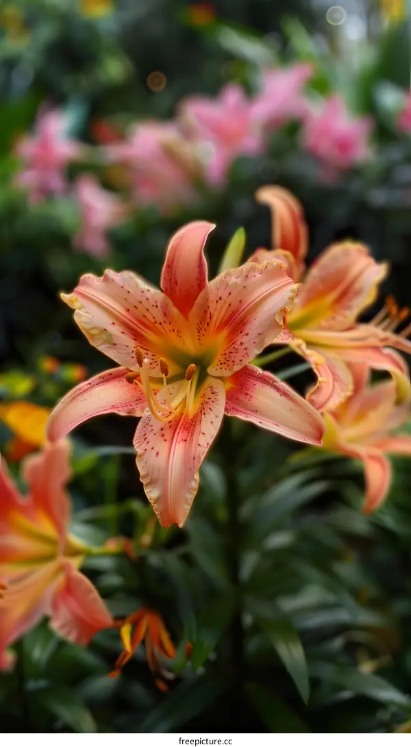 Close Up of a Pink Lily Flower With Blurred Background