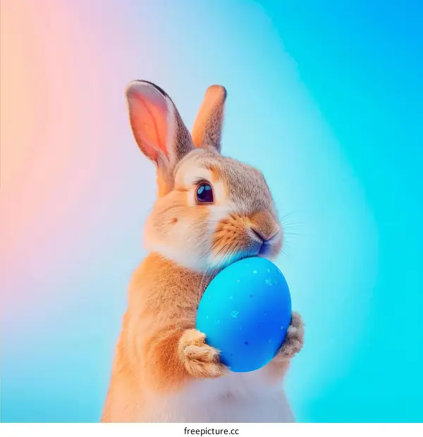 Cute bunny holding an Easter egg