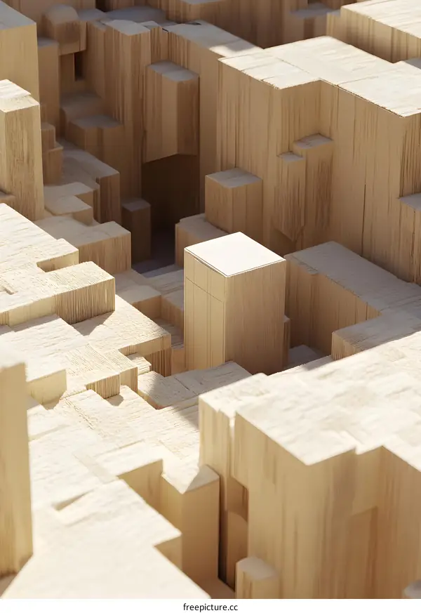 Abstract Wooden Block Structure Design