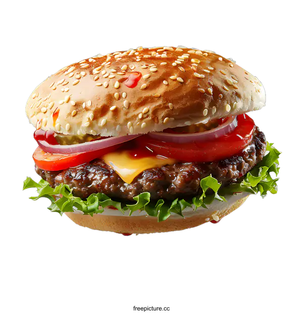 [Transparent Background PNG]Delicious Cheeseburger on a White Background