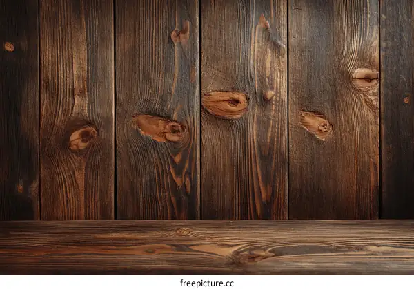 Dark Wooden Plank Background with Wooden Surface