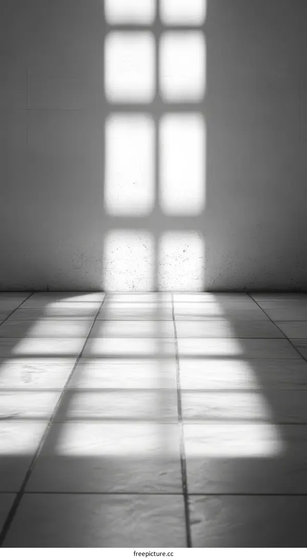 Shadow Play on Tiled Floor with Window Pattern