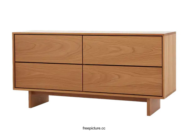 [Transparent Background PNG]Modern Wooden Chest of Drawers with Four Drawers