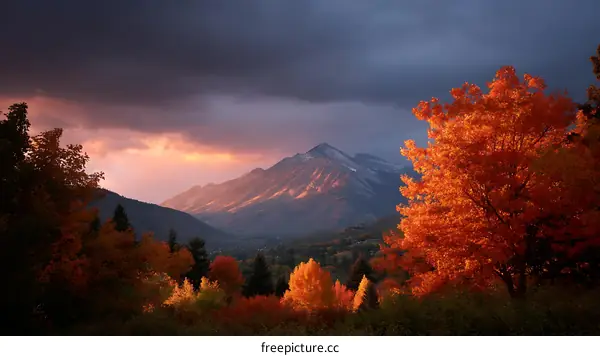 Autumn Mountain Sunset Landscape