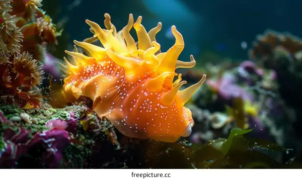 Close-up of a Colorful Sea Slug Underwater