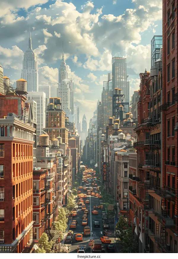 Cityscape of New York Illustration