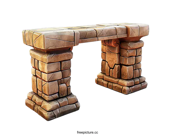 [Transparent Background PNG]Stone bench 3D illustration