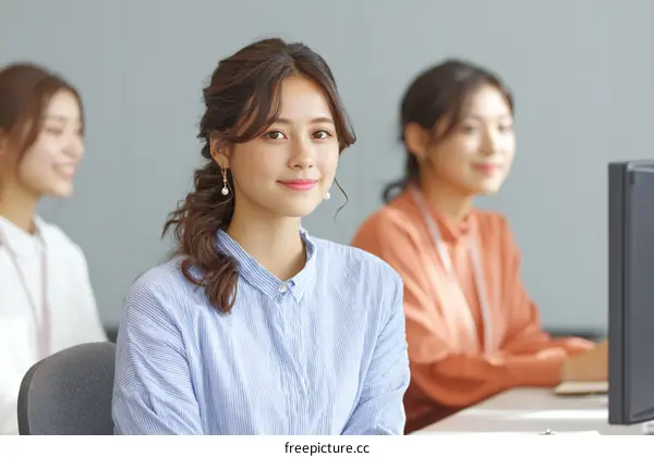 Asian Women Colleagues in Office Setting