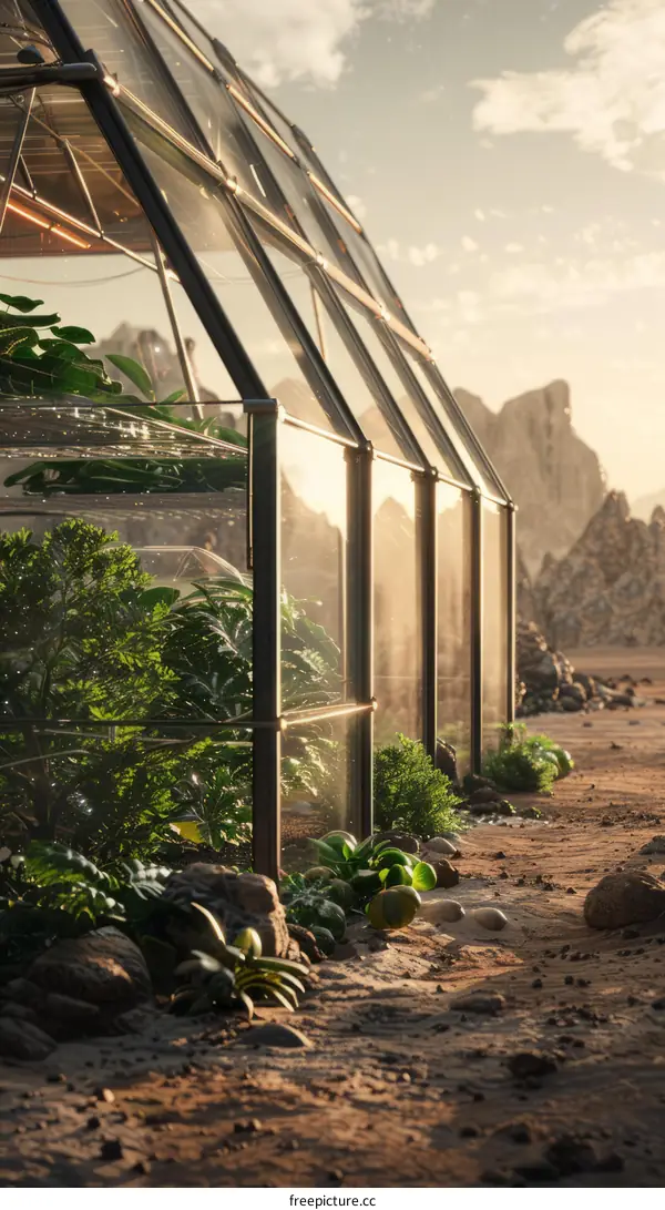 glass greenhouse on mars