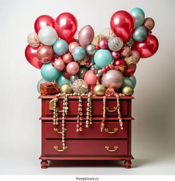 Red balloon and red cabinet