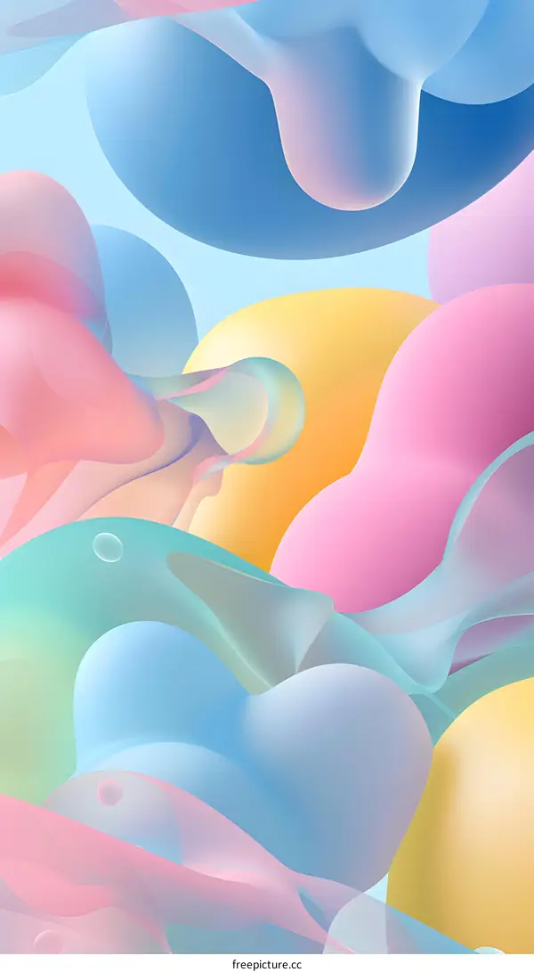 Abstract 3D Shapes Design Pastel Colors