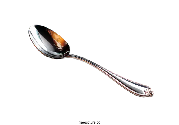 [Transparent Background PNG]Elegant Silver Spoon on White Background