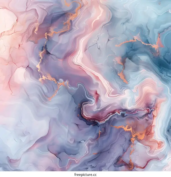 Abstract Gold Swirls in Pink and Blue