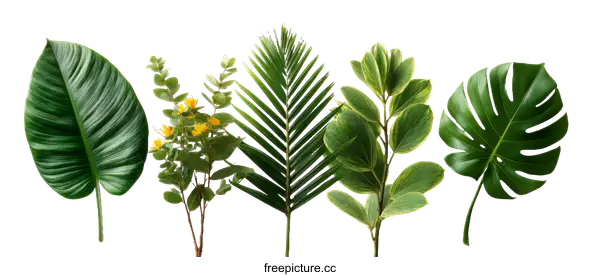 [Transparent Background PNG]Tropical Leaf Arrangement Isolated on White