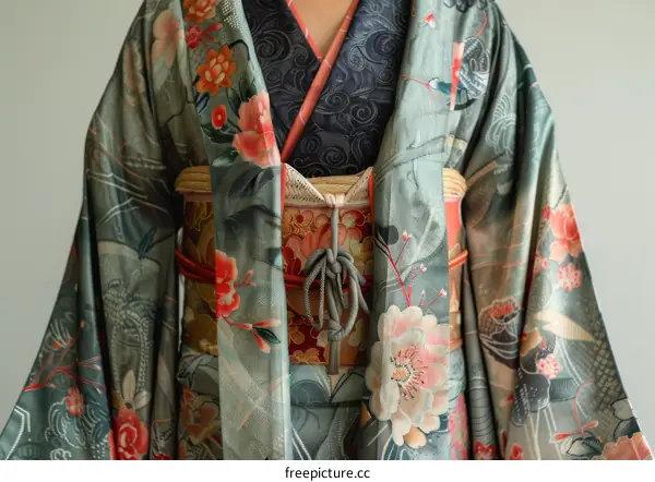 kimono with floral pattern