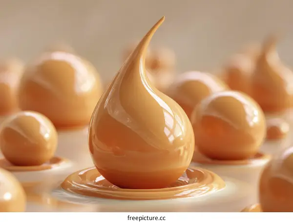 Abstract Caramel Droplet and Sphere Composition