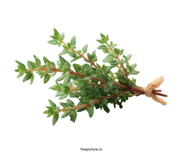 [Transparent Background PNG]Fresh Thyme Bunch Close-up