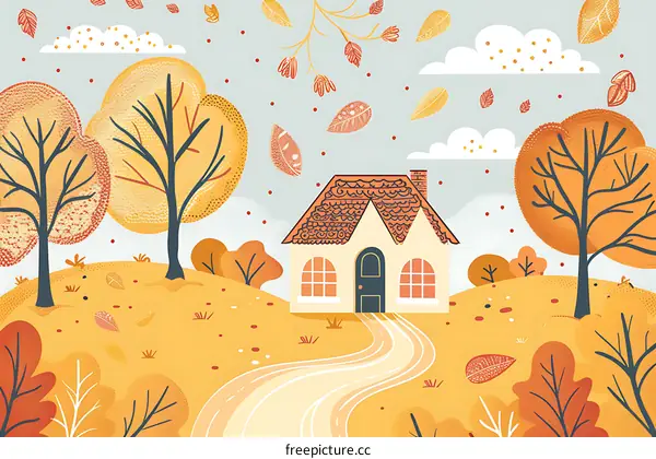 Autumn Landscape with a Cozy House