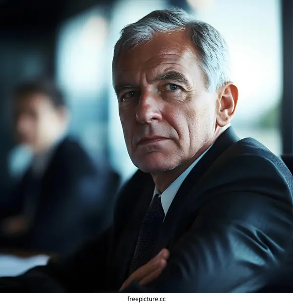 Serious Businessman Portrait in a Meeting