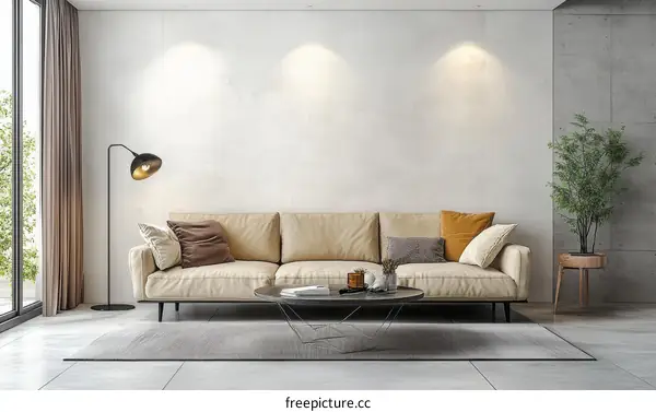 Modern Beige Sofa Living Room Interior Design