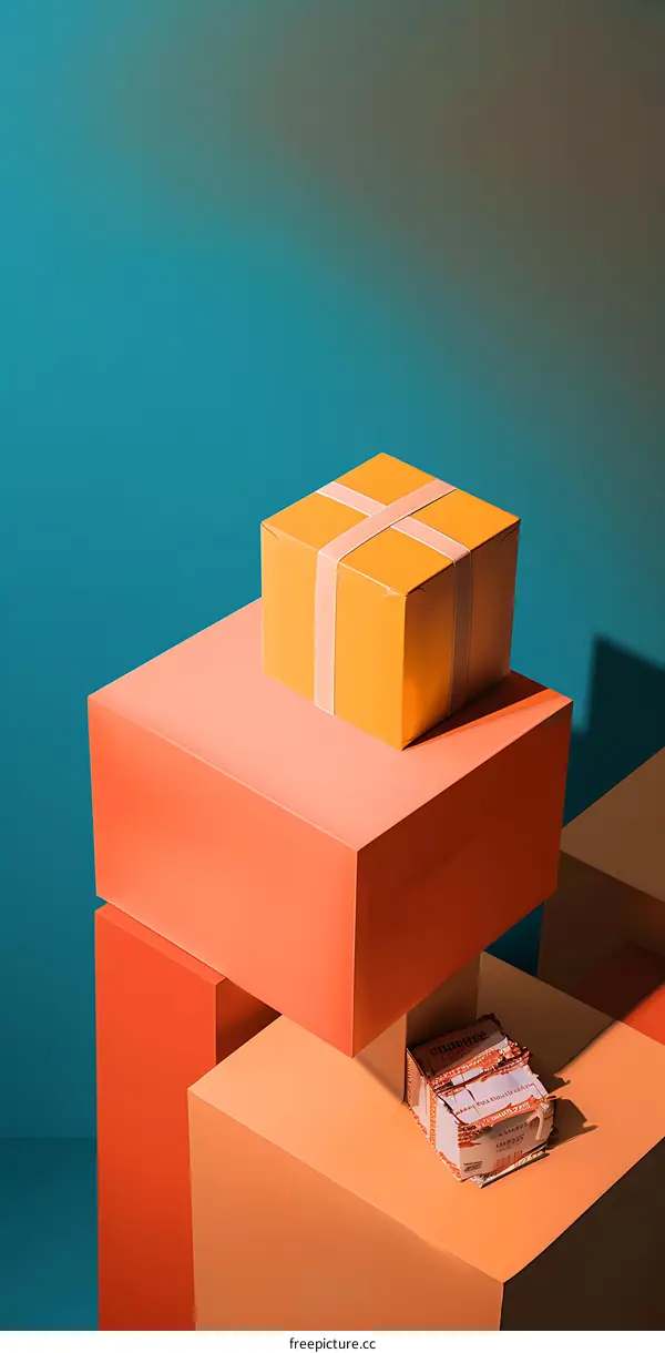Abstract Minimalist Geometric Shapes with Orange and Yellow Colors