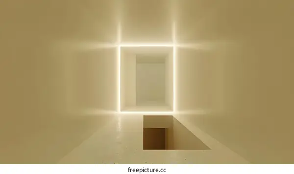 Minimalist Abstract 3D Rendering of a Room with Light