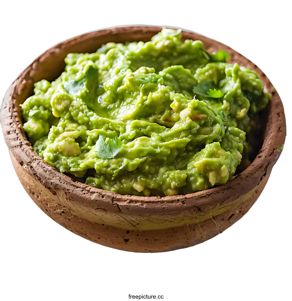 [Transparent Background PNG]Guacamole dip in a bowl