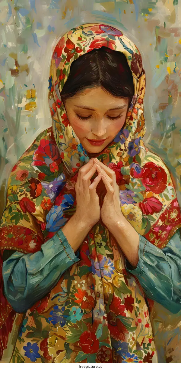 Praying young woman