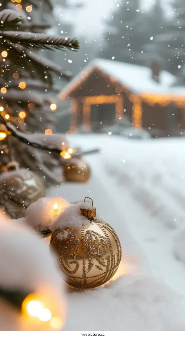 Christmas Ornament in the Snow