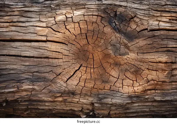 A wooden stump with a large crack in the center
