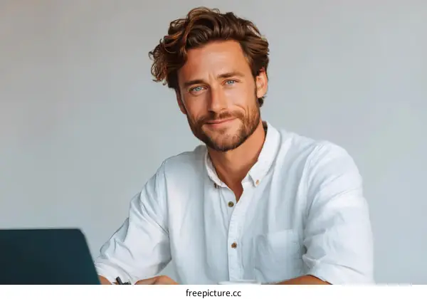 Close-up Portrait of a Caucasian Man