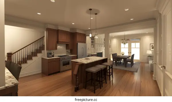 Modern Kitchen Design with Island and Bar Stools