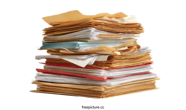 [Transparent Background PNG]High Stack of Documents and Files