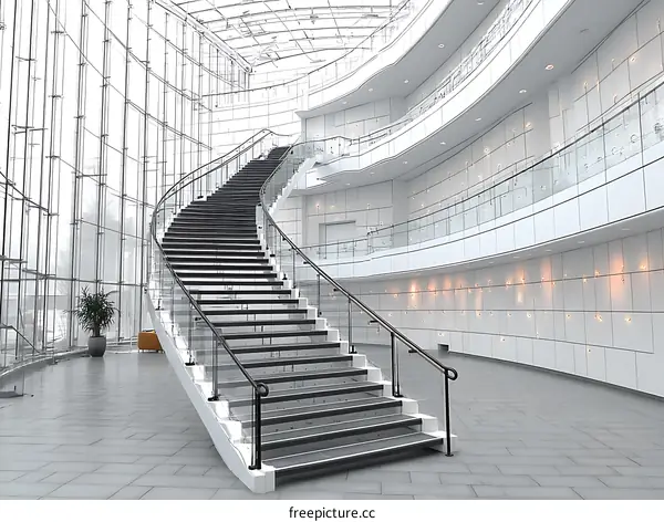 Modern Architectural Spiral Staircase in a Contemporary Building