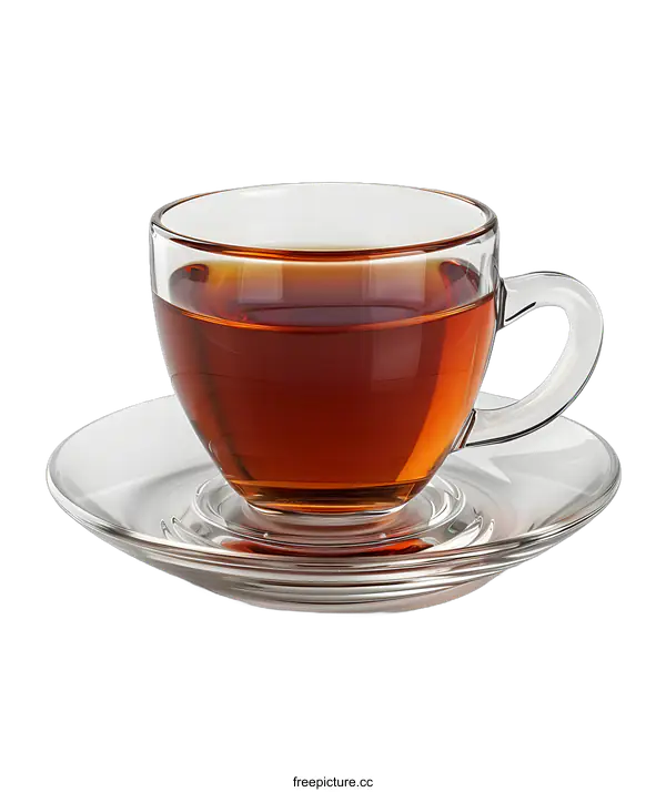[Transparent Background PNG]Glass Cup of Tea on a White Background
